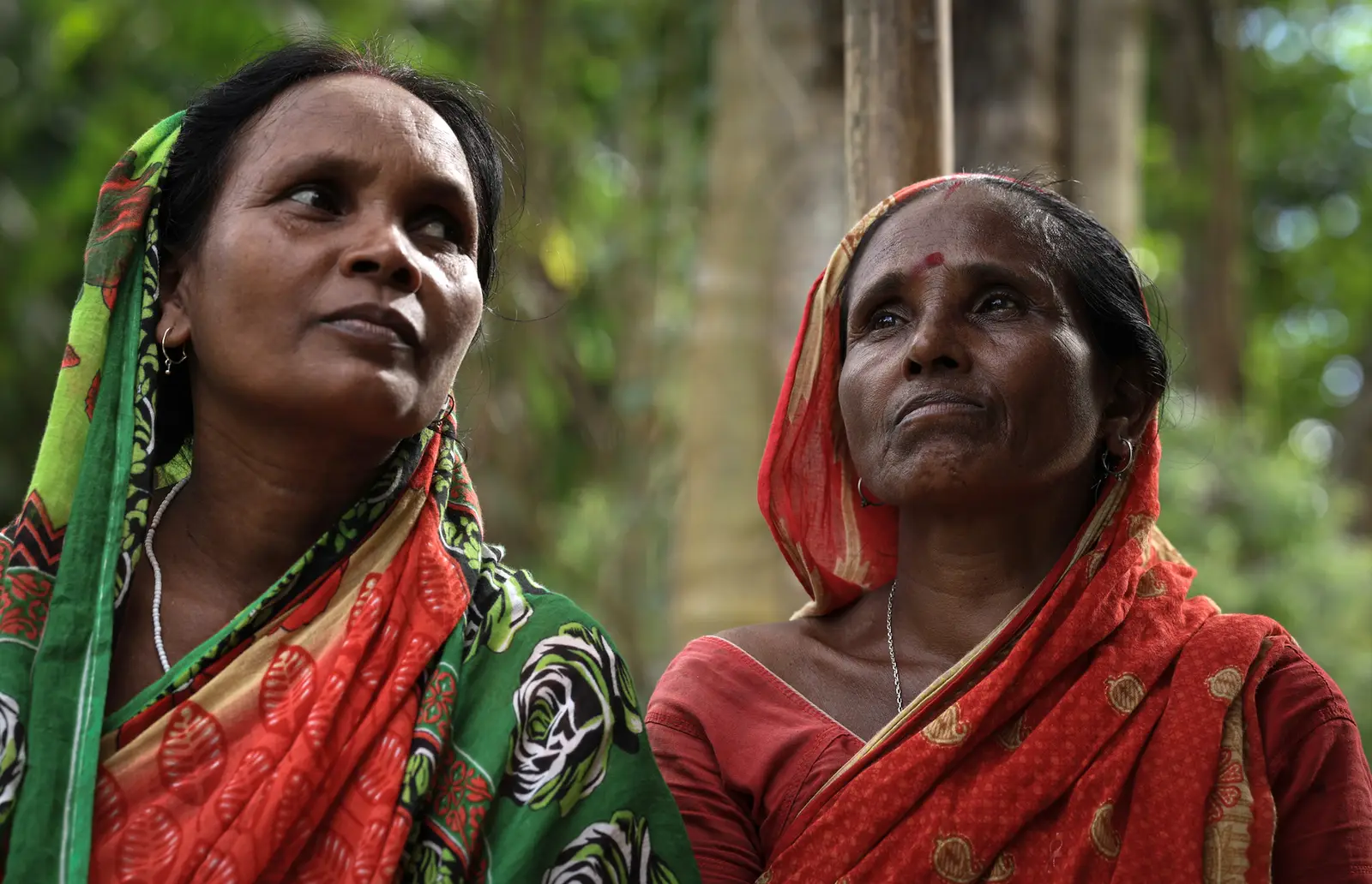 Two Santali women in Assam, India, during a 2024 recording trip