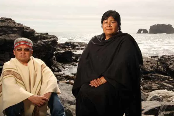 Huilliche community members on the Pacific coast of Chile