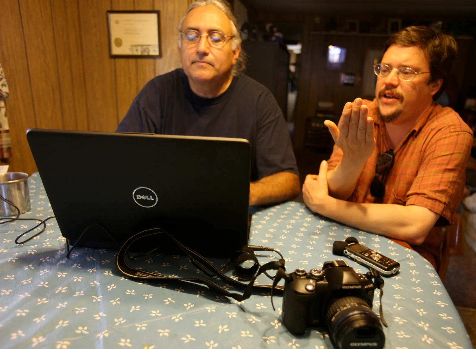 Winnemem Wintu language activists at a laptop