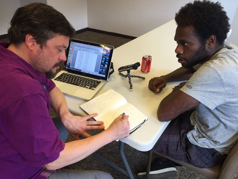 Dr. Greg Anderson and Martial Wahe building the Nafe Talking Dictionary